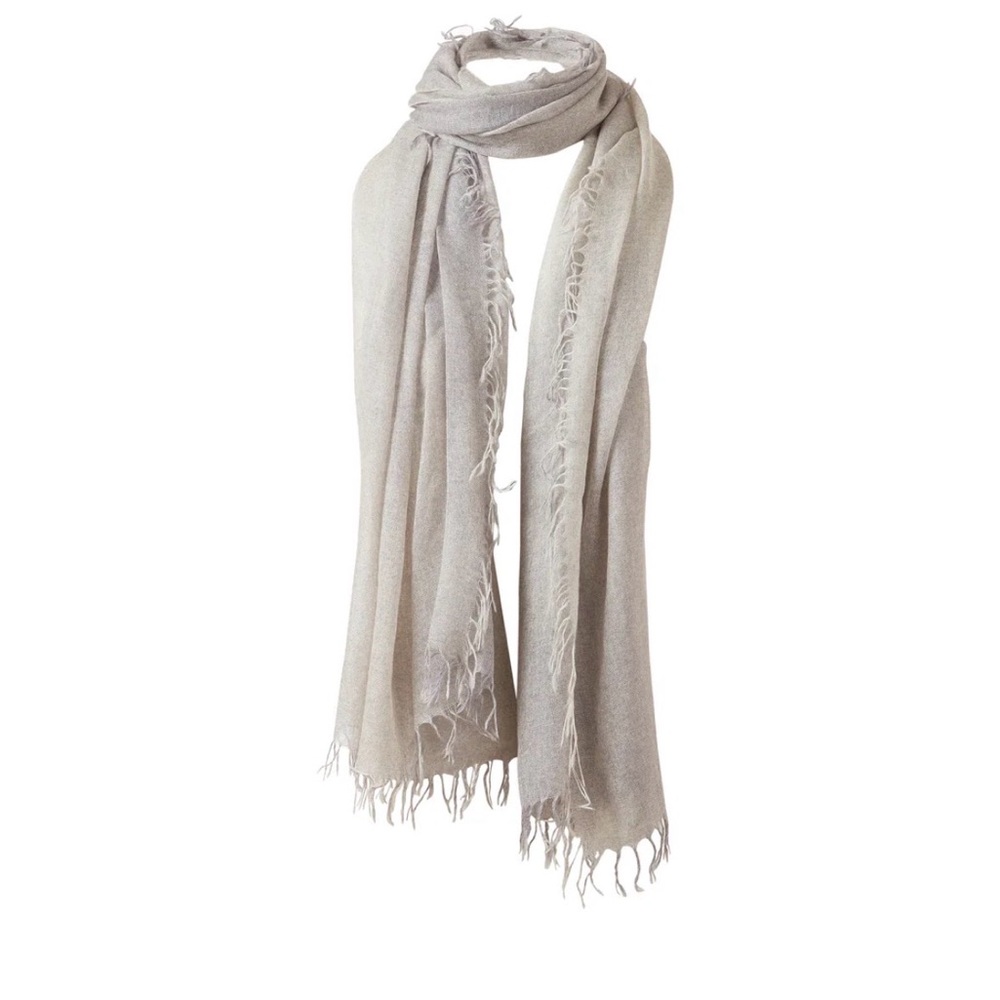 Kinross cashmere spray paint scarf silver mist